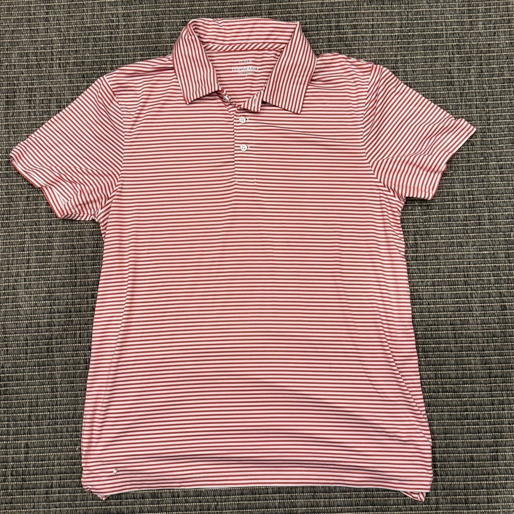J. Crew Red and White Polo Shirt with Classic Stripes